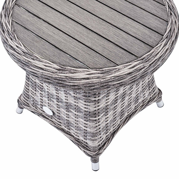 Hampshire 2-Seater Round Wicker Reclining Bistro Set with Stools, Light Grey