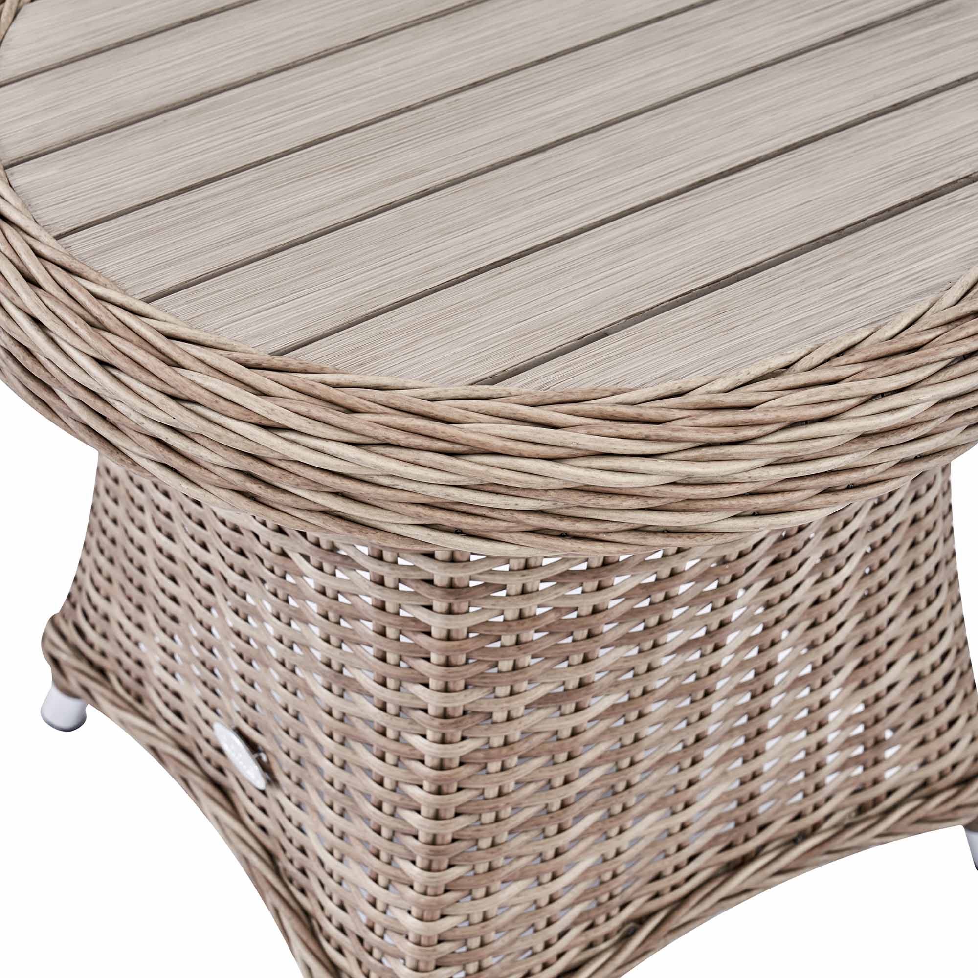Hampshire 2-Seater Round Wicker Reclining Bistro Set with Stools, Natural