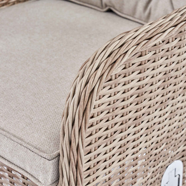 Hampshire 2-Seater Round Wicker Reclining Bistro Set with Stools, Natural