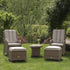 Hampshire 2 - Seater Round Wicker Reclining Bistro Set with Stools, Natural - daals