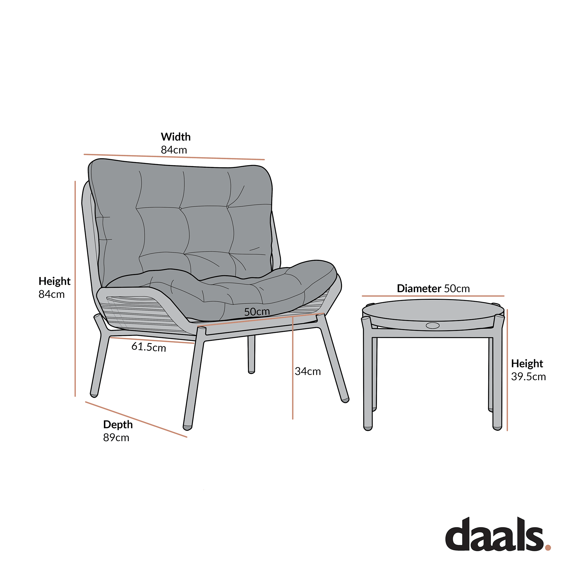 Marlowe 2-Seater Wicker and Aluminium Frame Bistro Set, Natural