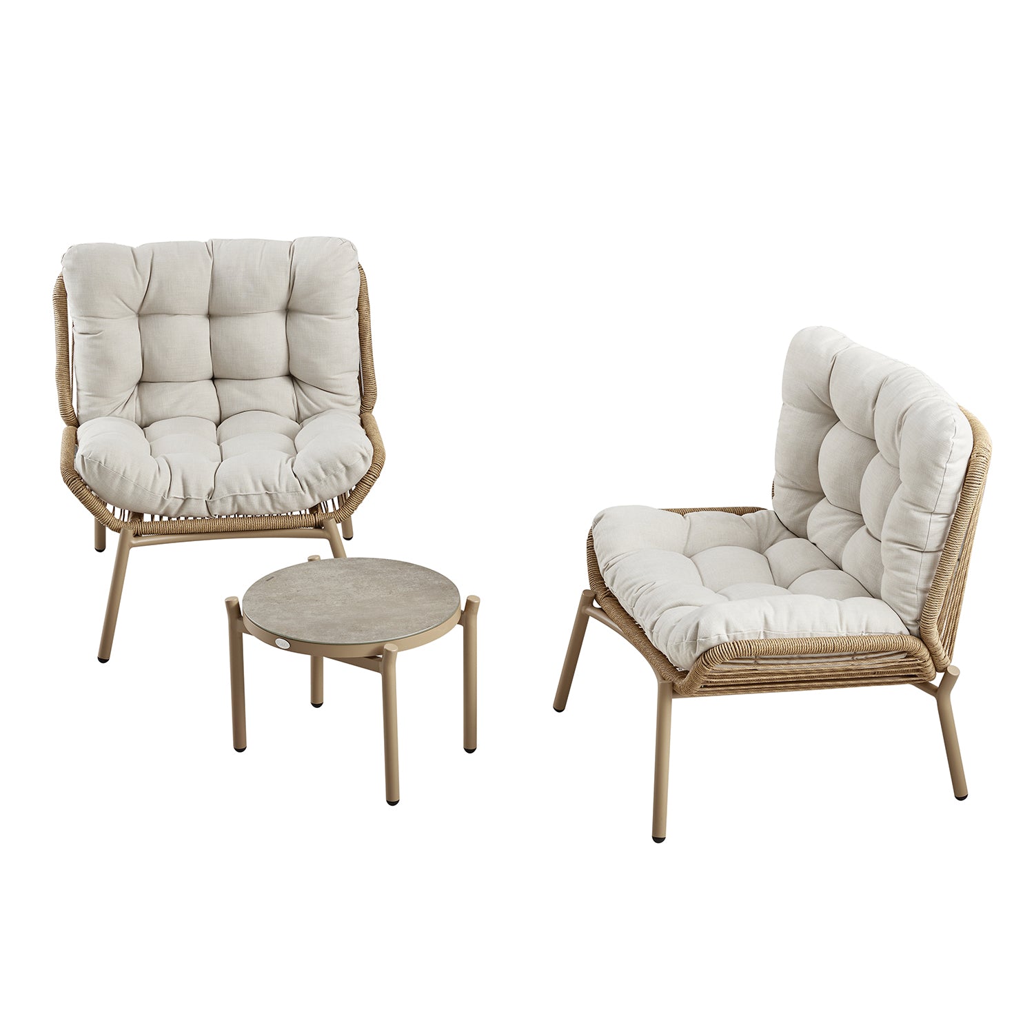 Marlowe 2-Seater Wicker and Aluminium Frame Bistro Set, Natural