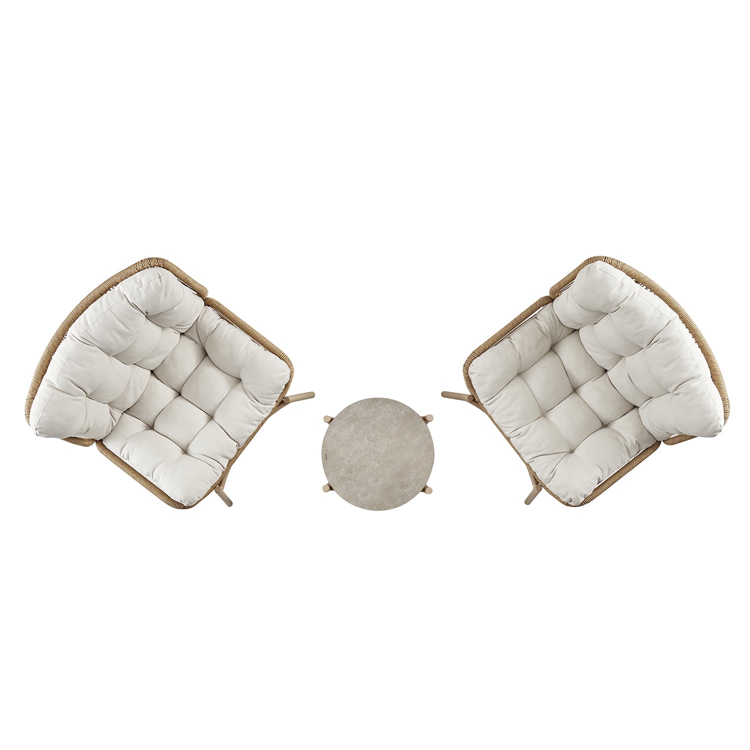 Marlowe 2-Seater Wicker and Aluminium Frame Bistro Set, Natural