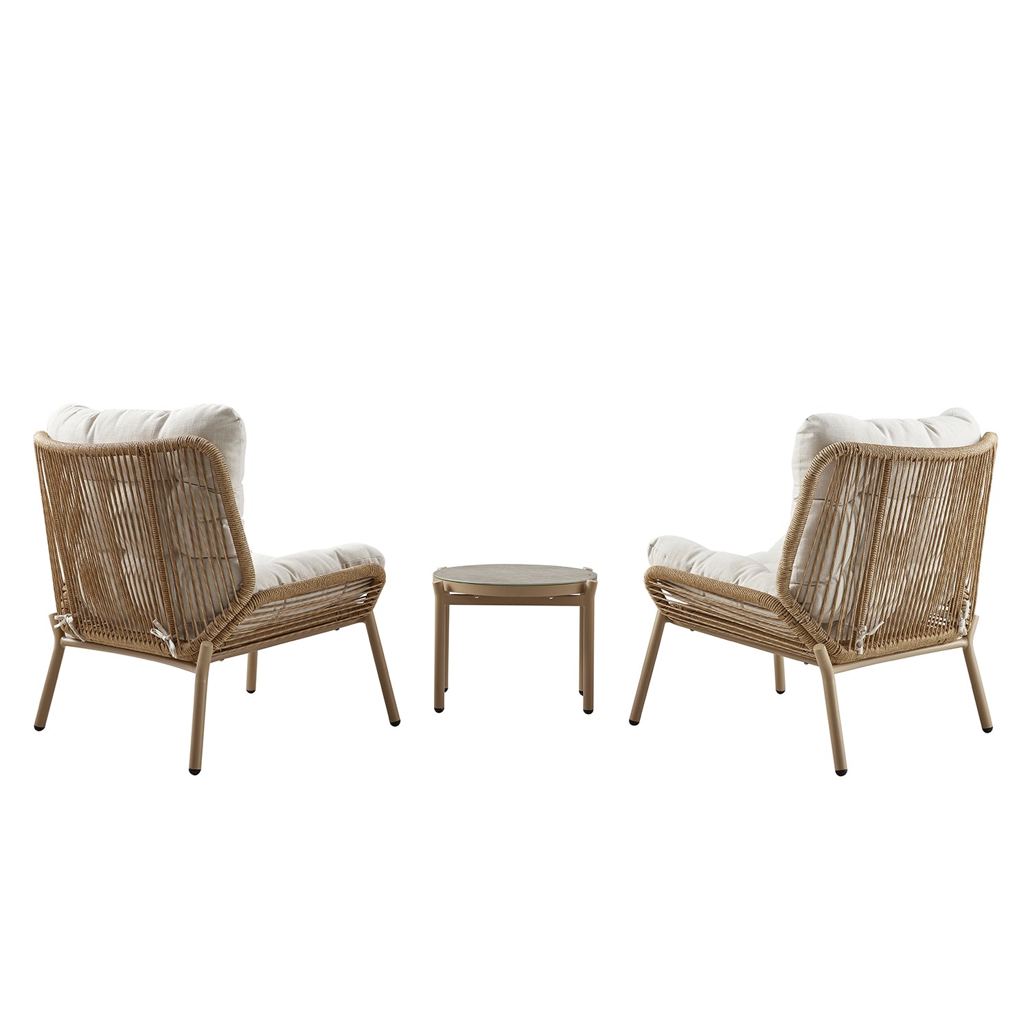 Marlowe 2-Seater Wicker and Aluminium Frame Bistro Set, Natural