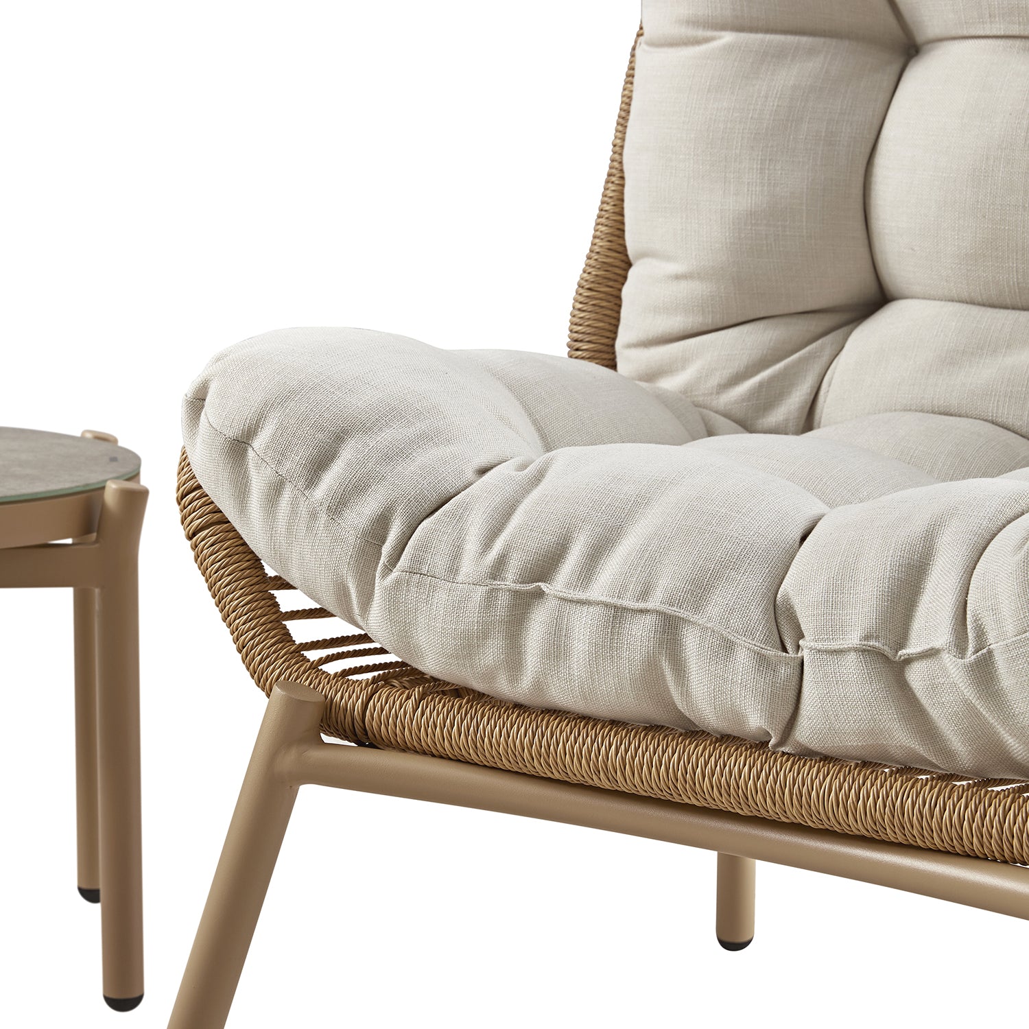 Marlowe 2-Seater Wicker and Aluminium Frame Bistro Set, Natural