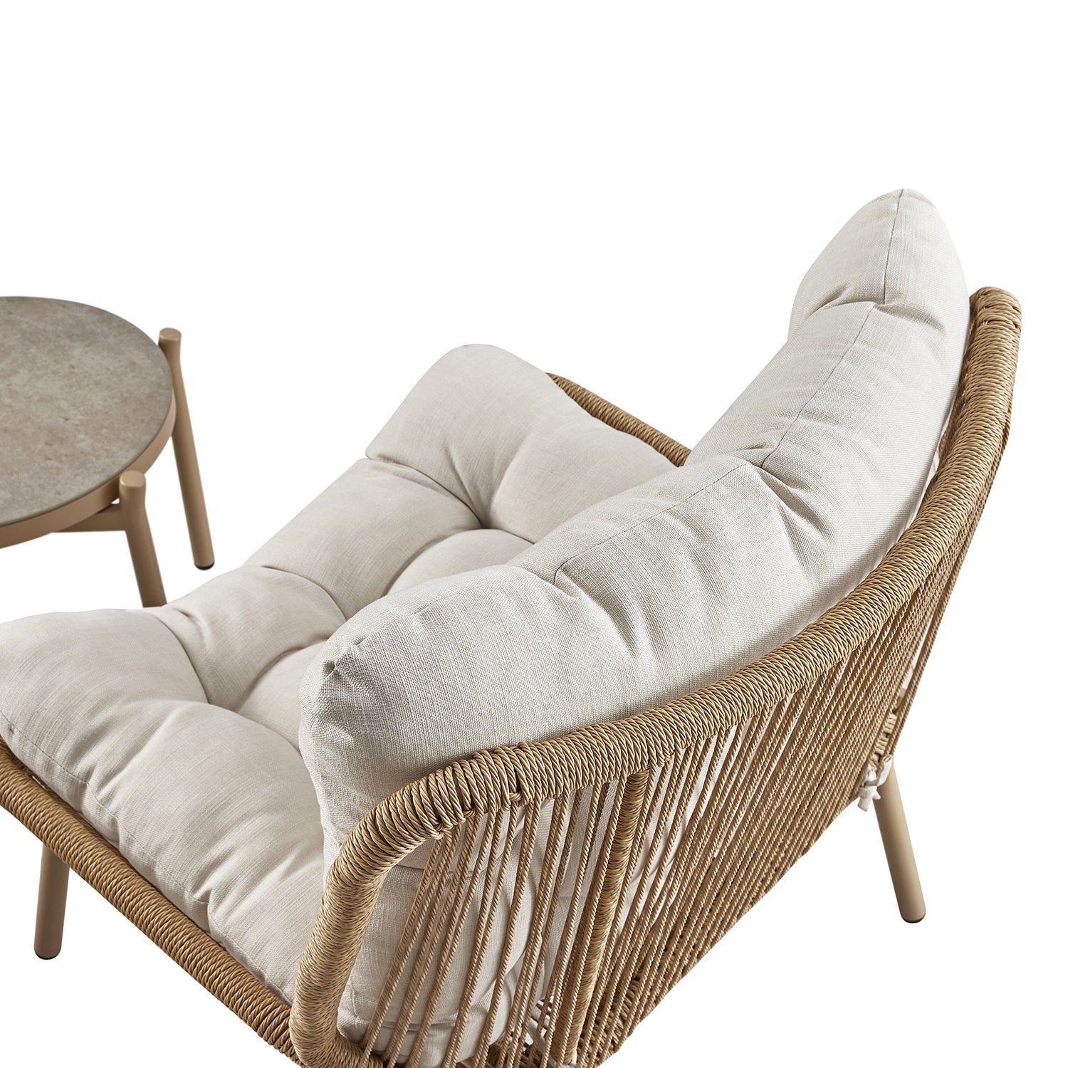 Marlowe 2-Seater Wicker and Aluminium Frame Bistro Set, Natural