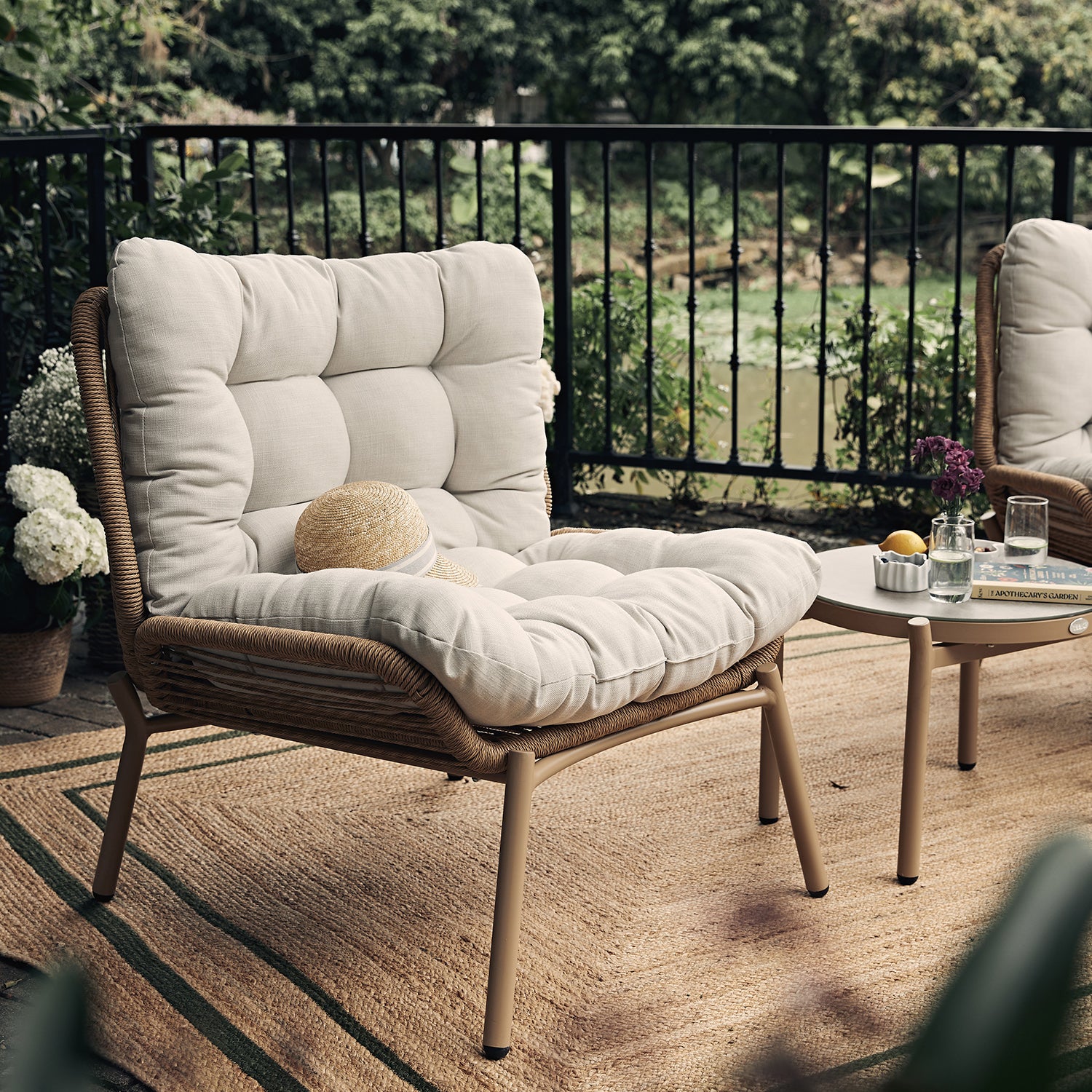 Marlowe 2-Seater Wicker and Aluminium Frame Bistro Set, Natural