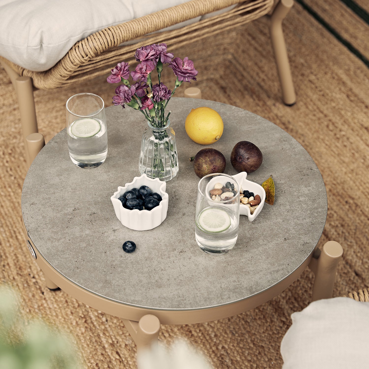 Marlowe 2-Seater Wicker and Aluminium Frame Bistro Set, Natural