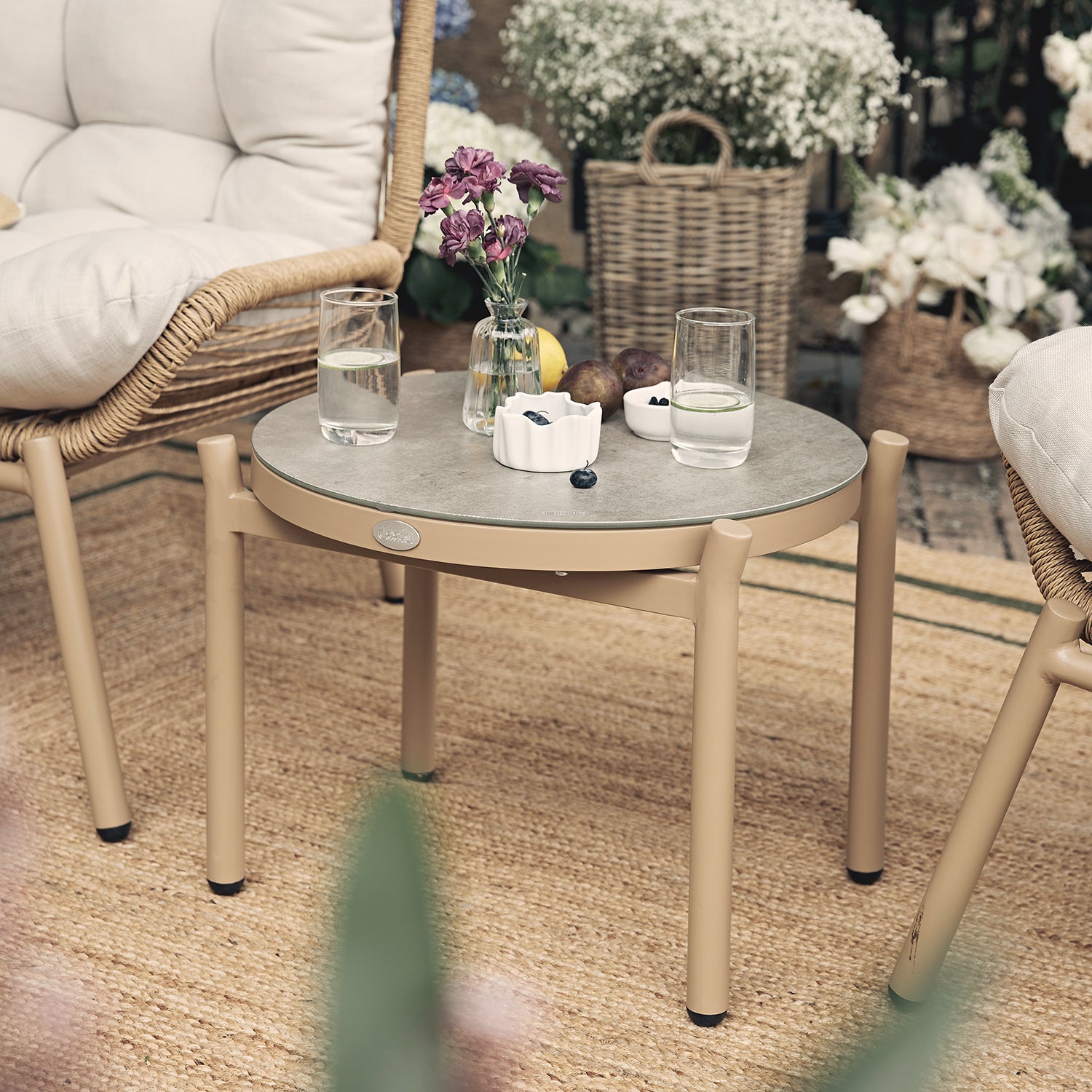 Marlowe 2-Seater Wicker and Aluminium Frame Bistro Set, Natural