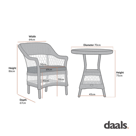 Willowbrook Lattice Weave Rattan Bistro Set, Natural