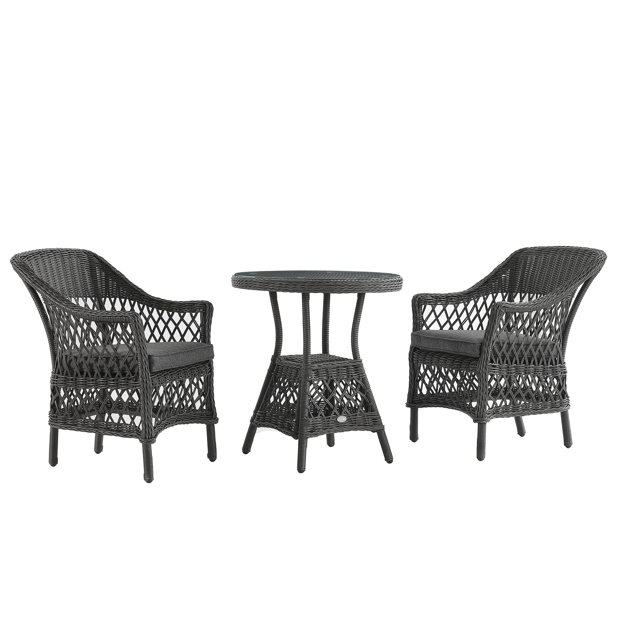 Willowbrook Lattice Weave Rattan Bistro Set, Dark Grey