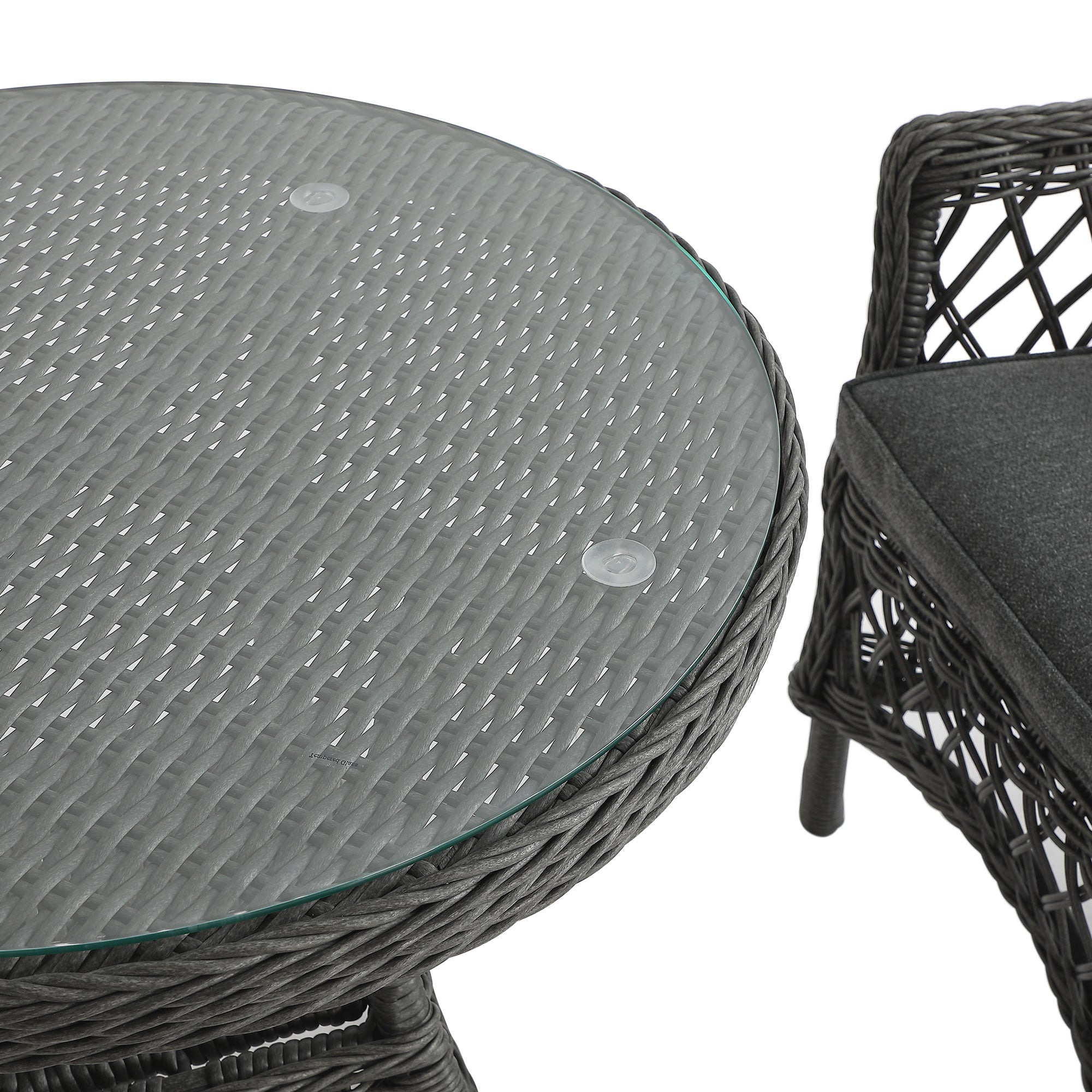 Willowbrook Lattice Weave Rattan Bistro Set, Dark Grey