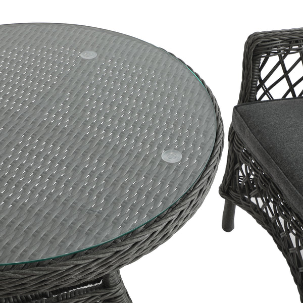 Willowbrook Lattice Weave Rattan Bistro Set, Dark Grey