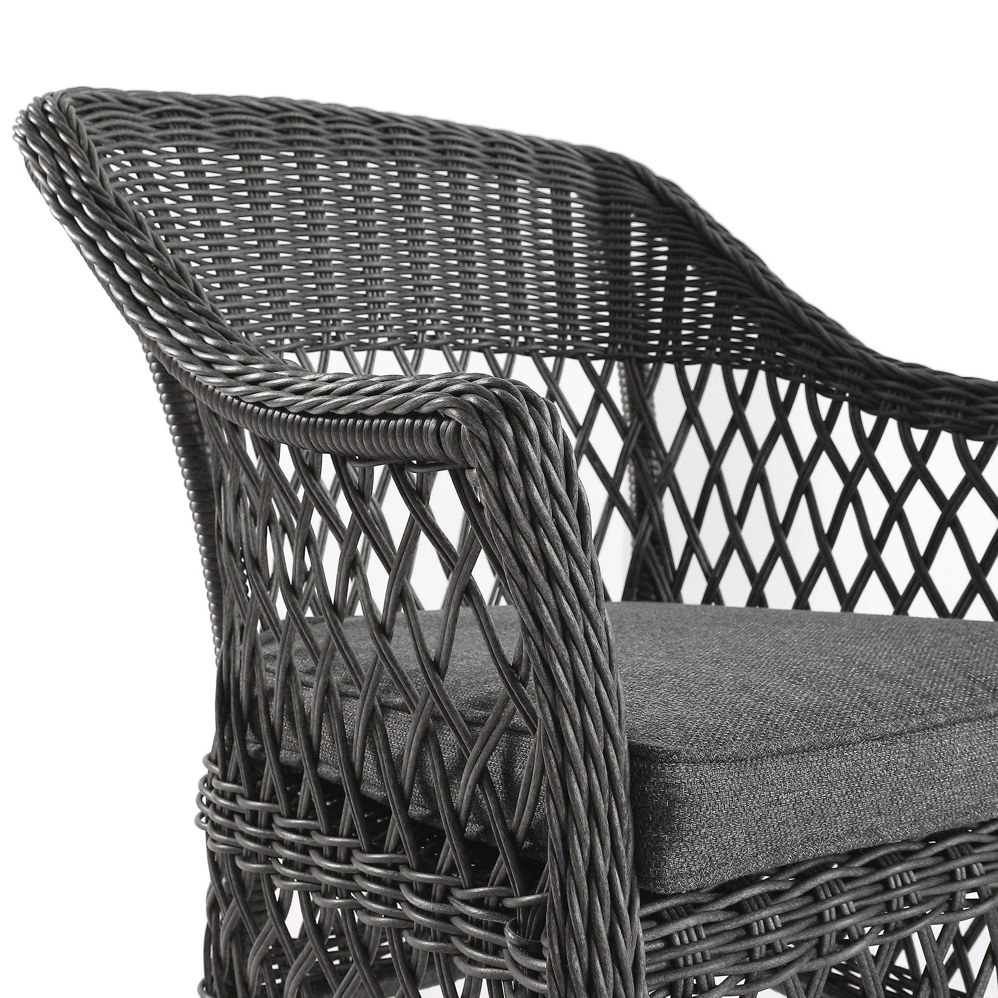 Willowbrook Lattice Weave Rattan Bistro Set, Dark Grey