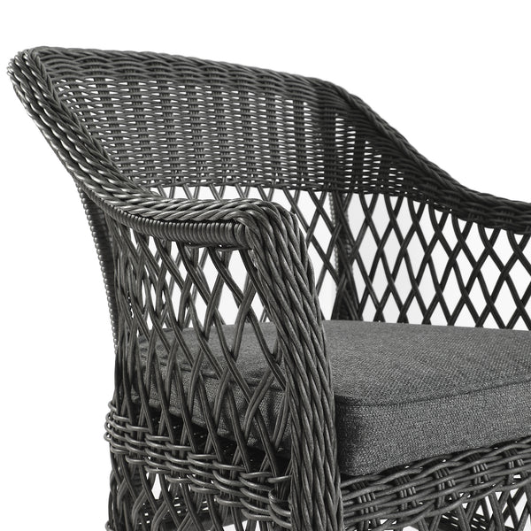 Willowbrook Lattice Weave Rattan Bistro Set, Dark Grey