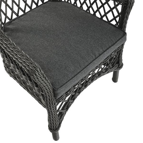 Willowbrook Lattice Weave Rattan Bistro Set, Dark Grey