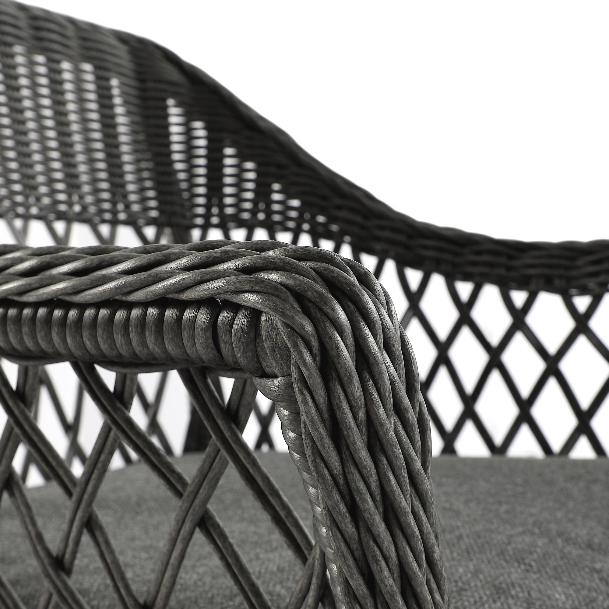 Willowbrook Lattice Weave Rattan Bistro Set, Dark Grey