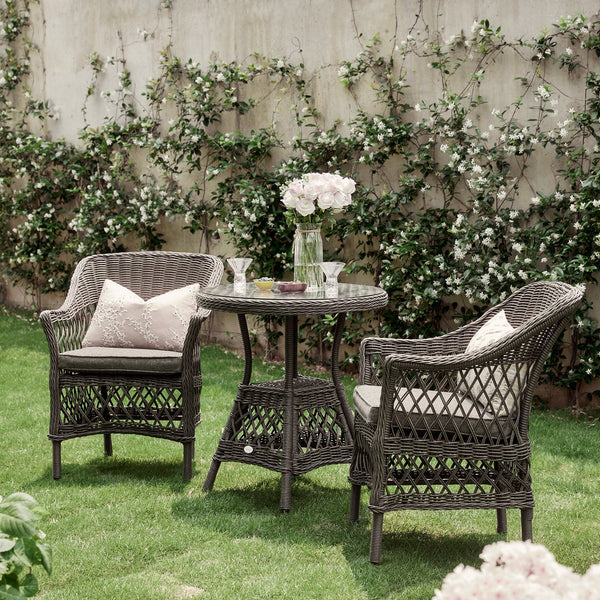 Willowbrook Lattice Weave Rattan Bistro Set, Dark Grey - daals