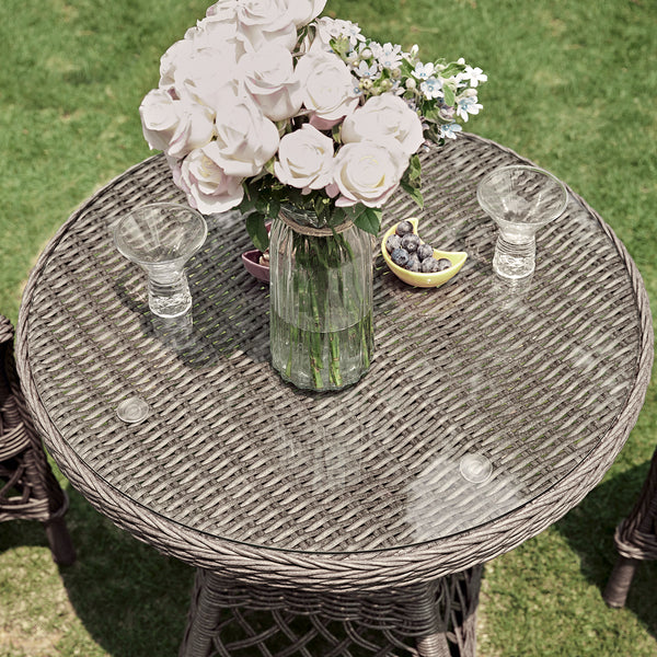 Willowbrook Lattice Weave Rattan Bistro Set, Dark Grey - daals