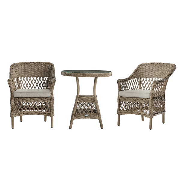 Willowbrook Lattice Weave Rattan Bistro Set, Natural - daals