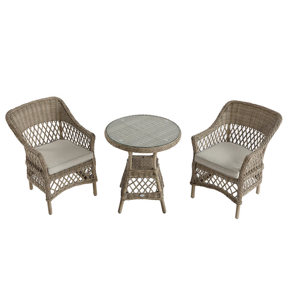 Willowbrook Lattice Weave Rattan Bistro Set, Natural - daals