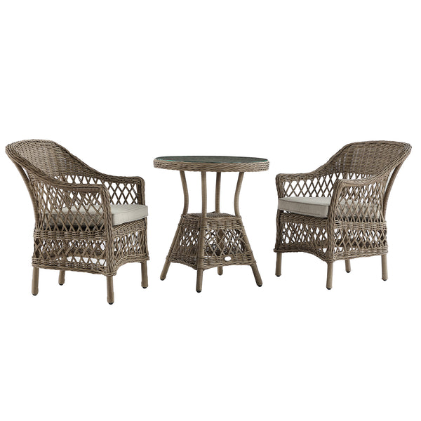 Willowbrook Lattice Weave Rattan Bistro Set, Natural - daals
