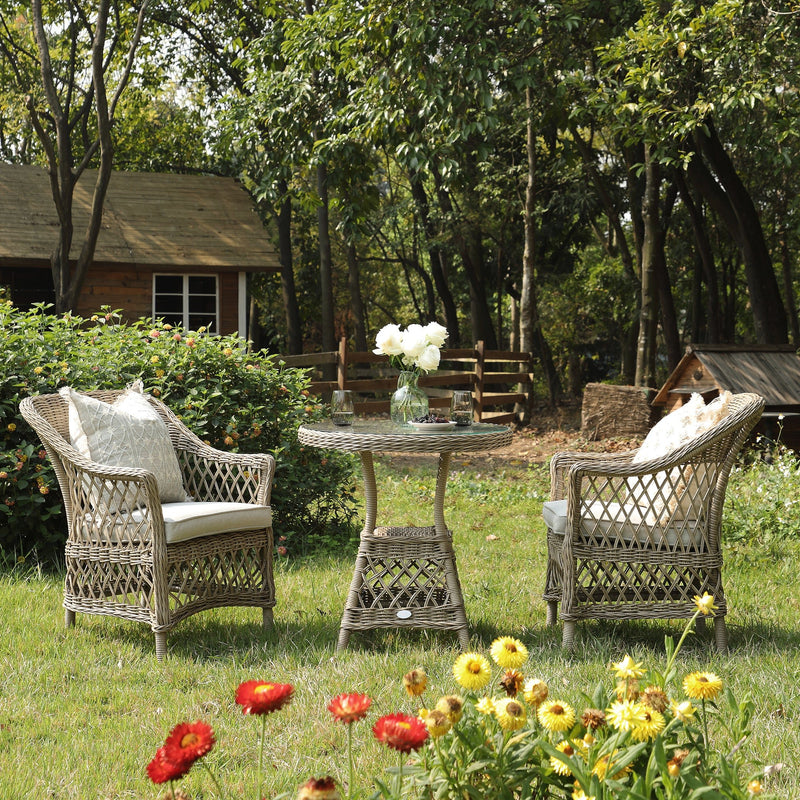 Willowbrook Lattice Weave Rattan Bistro Set, Natural - daals