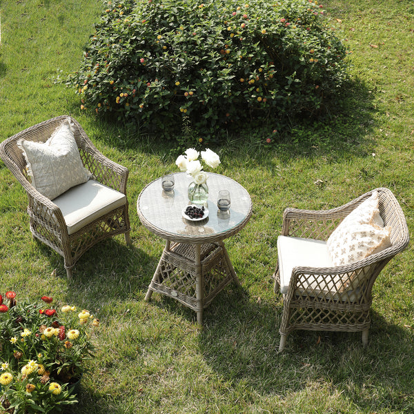 Willowbrook Lattice Weave Rattan Bistro Set, Natural - daals