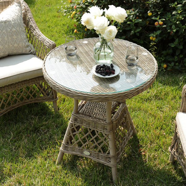 Willowbrook Lattice Weave Rattan Bistro Set, Natural - daals