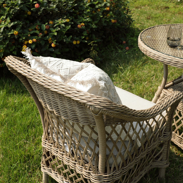 Willowbrook Lattice Weave Rattan Bistro Set, Natural - daals