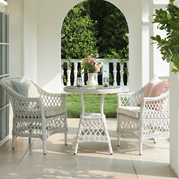 Willowbrook Lattice Weave Rattan Bistro Set, White