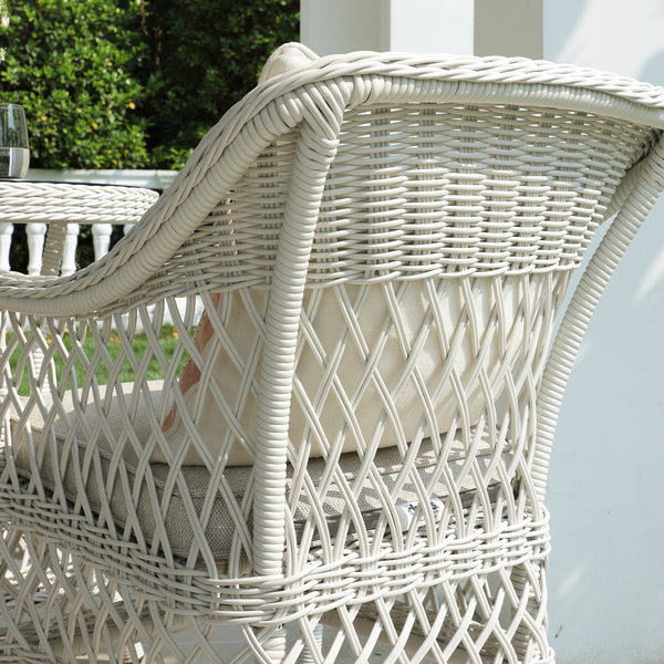 Willowbrook Lattice Weave Rattan Bistro Set, White