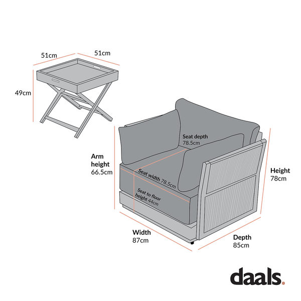 Pedra Rope and Aluminium Outdoor Bistro Set, Grey