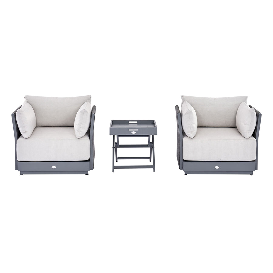 Pedra Rope and Aluminium Outdoor Bistro Set, Grey