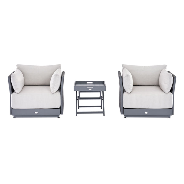 Pedra Rope and Aluminium Outdoor Bistro Set, Grey