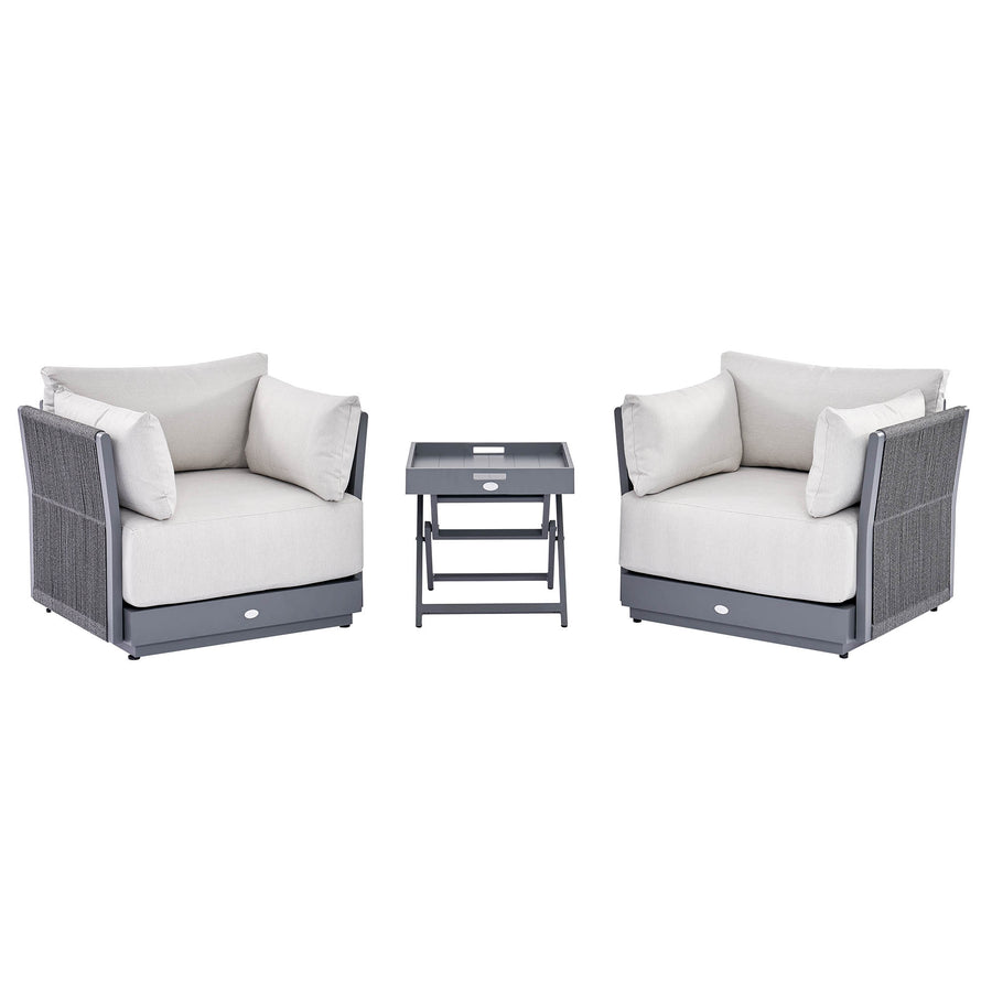 Pedra Rope and Aluminium Outdoor Bistro Set, Grey