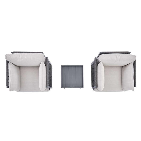 Pedra Rope and Aluminium Outdoor Bistro Set, Grey