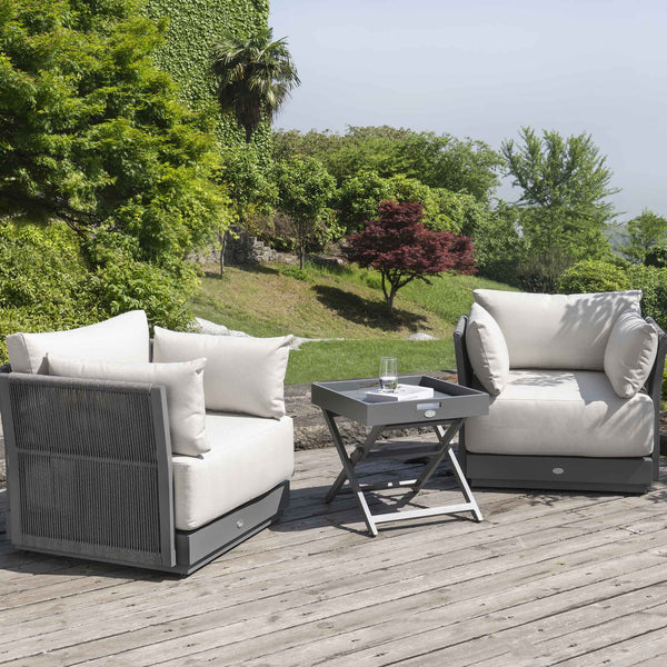 Pedra Rope and Aluminium Outdoor Bistro Set, Grey