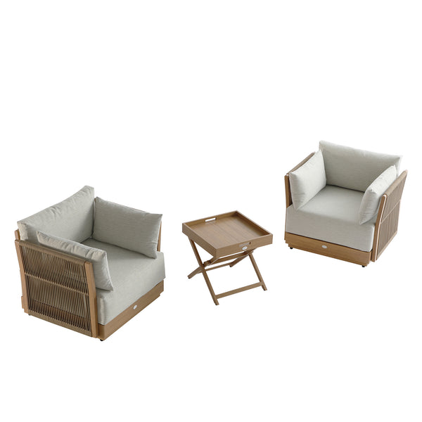 Pedra Rope and Aluminium Outdoor Bistro Set, Natural