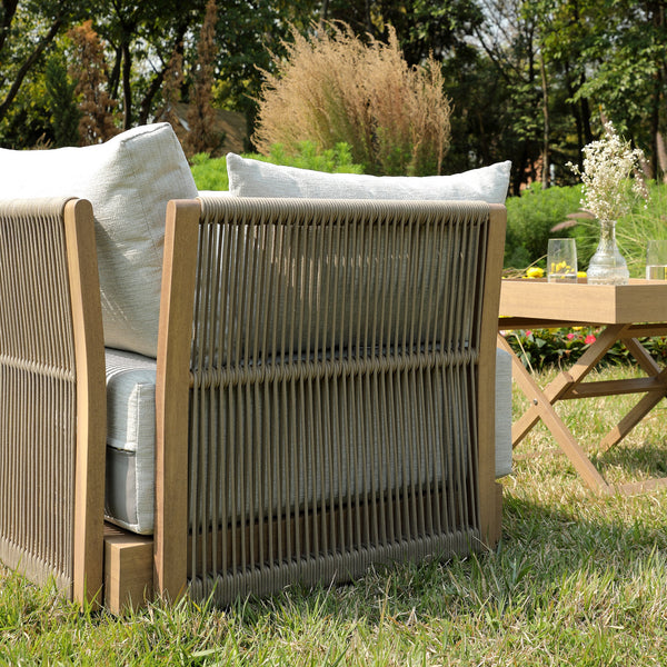 Pedra Rope and Aluminium Outdoor Bistro Set, Natural