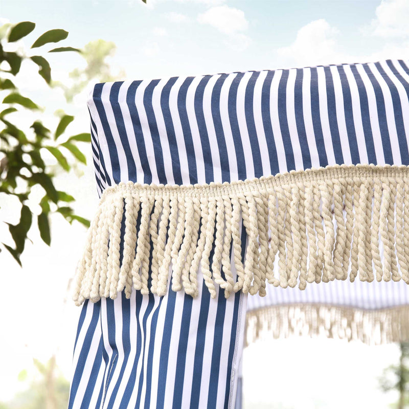 Gabriel Blue and White Striped Fringed Cabana - daals