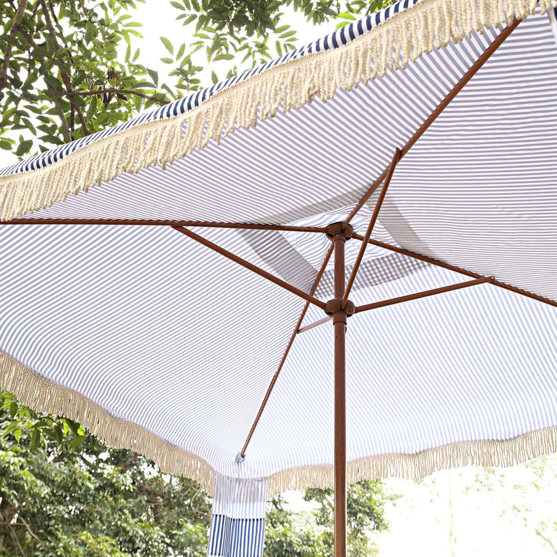 Gabriel Blue and White Striped Fringed Cabana - daals