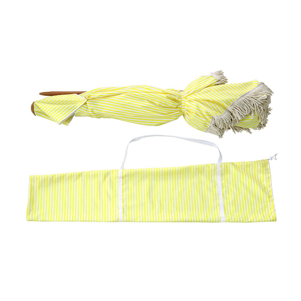 Gabriel Yellow and White Striped Fringed Cabana