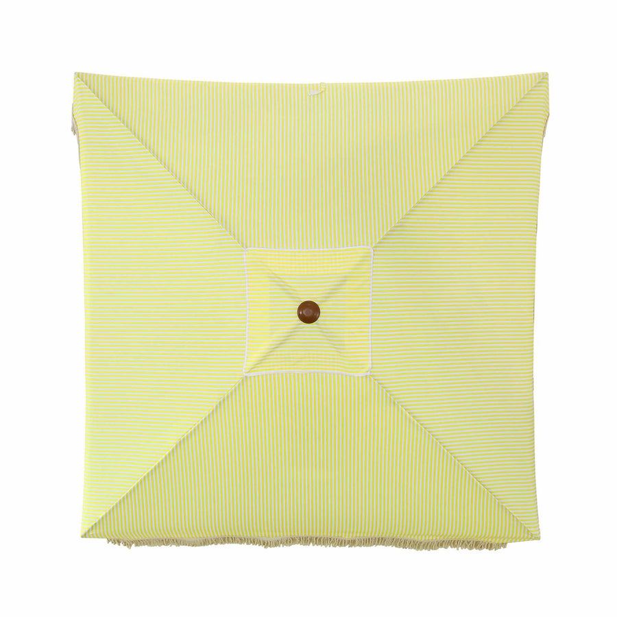 Gabriel Yellow and White Striped Fringed Cabana
