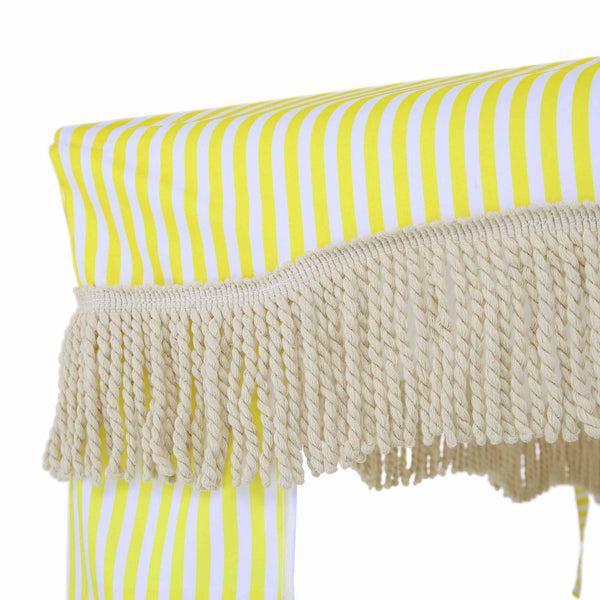 Gabriel Yellow and White Striped Fringed Cabana