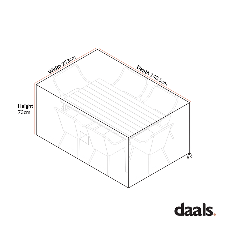 Cover for Cliveden Outdoor Aluminium Washed Wood Effect Dining Set with Rattan Dining Chairs