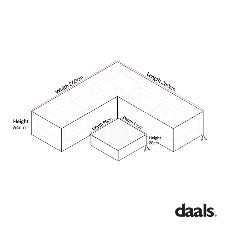Cover for Calabasas Large Outdoor Fabric Corner Sofa Set with Coffee Table