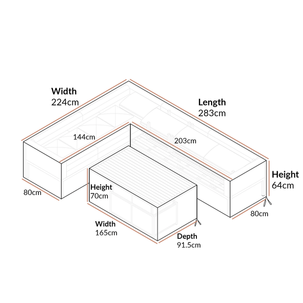 Cover for Calabasas Large Outdoor Fabric and Aluminium Corner Casual Dining Set