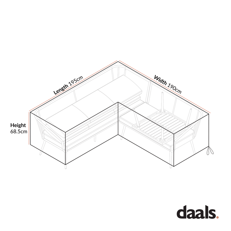 Cover for Cliveden Outdoor Aluminium Washed Wood Effect and Rattan Corner Sofa Set with Coffee Table - daals