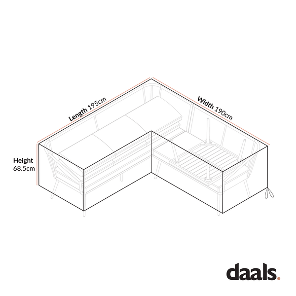 Cover for Cliveden Outdoor Aluminium Washed Wood Effect and Rattan Corner Sofa Set with Coffee Table